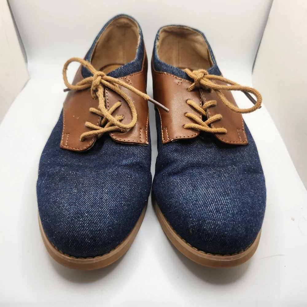 G.H. Bass And Co. Women Size 7.5 Dixie Denim And‎ Brown Trim Oxford Shoes Career